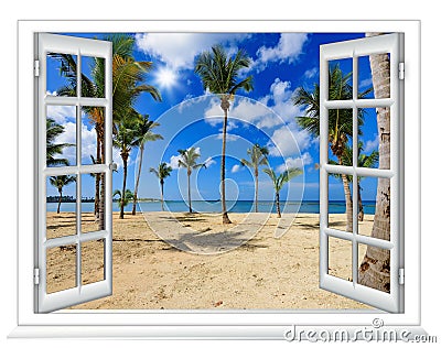 Ocean view window Stock Photo
