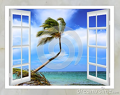 Ocean view window Stock Photo