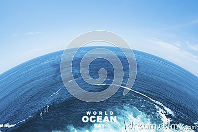 Ocean view with World Ocean Day text Stock Photo