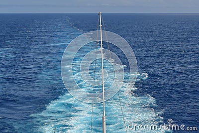 Ocean wake behind cruise ship. Stock Photo