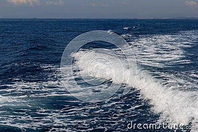 Ocean wake from cruise ship Stock Photo