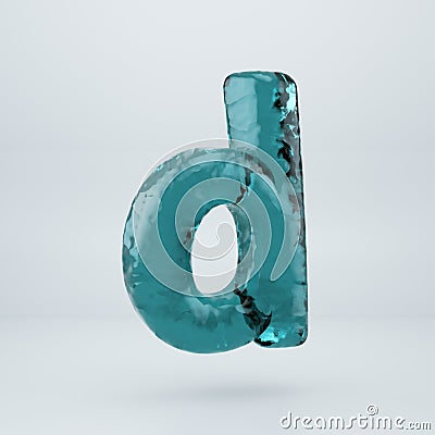Ocean water letter D lowercase isolated on white background Stock Photo