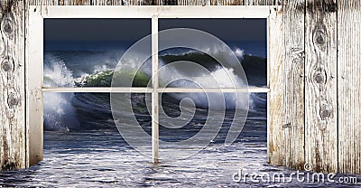 Ocean Wave Flooding Stock Photo