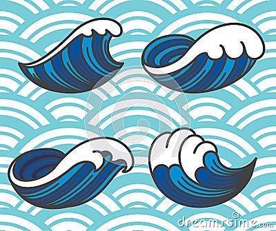 Ocean wave icons. Vector Illustration