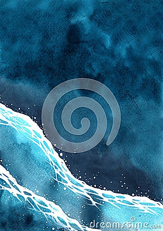 Ocean wave watercolor on top view hand painting background. Stock Photo