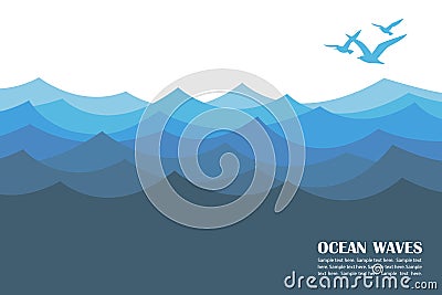 Ocean waves background Vector Illustration