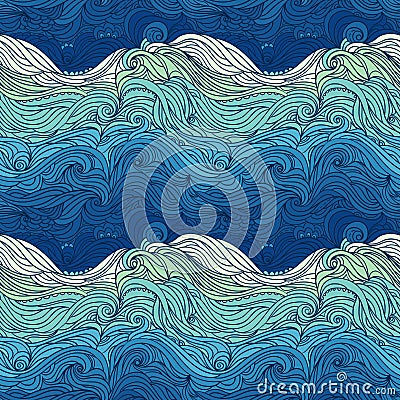 Ocean Waves Big Vector Illustration