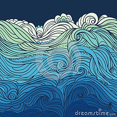 Ocean Waves Border 3 Vector Illustration