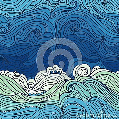 Ocean Waves Pattern 2 Vector Illustration