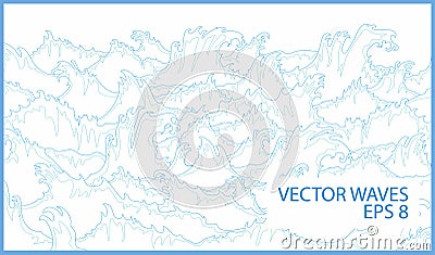 Ocean waves vector lines Vector Illustration