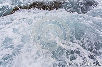 Ocean wavy surface close up. sae water texture background, motion blur. Tenerife, Puerto De La Cruz. Stock Photo