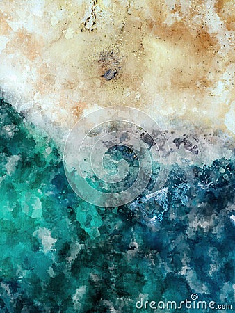 Oceand and beach Abstract watercolor background. Modern art. Contemporary art.Colorful Background texture Stock Photo