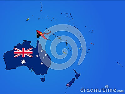 Oceania Flag Map Vector Illustration