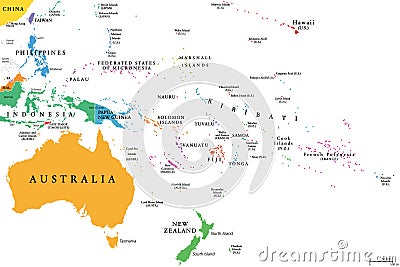 Oceania, single states, political map Vector Illustration