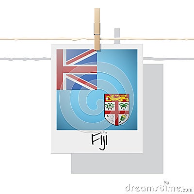 Oceania zone flag collection with photo of Fiji flag Vector Illustration