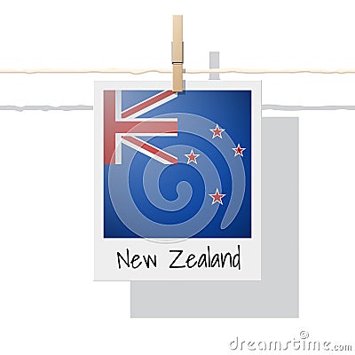 Oceania zone flag collection with photo of New Zealand flag Vector Illustration