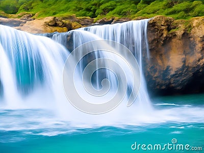 Oceanic Cascades: Captivating Waterfall in the Sea Photographs for Aquatic Serenity Stock Photo