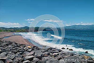 Oceanic coast of Sao Miguel island, Azores, Portugal Stock Photo