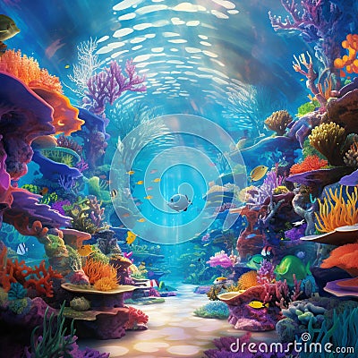 Oceanic Euphoria: Blissful serenity found under the ocean's surface Stock Photo