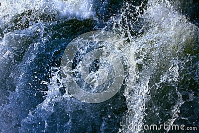 Oceanic waves during storm. water roll forward, boils at shore, force of nature Stock Photo