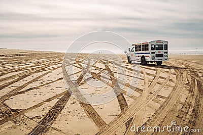 Dune buggy off road tour bus. Oceano Dunes State Vehicular Recreation Area in Oceano, California Editorial Stock Photo