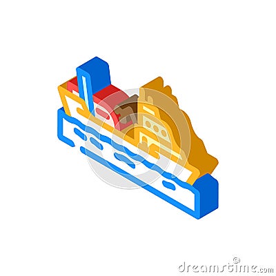 oceanographic research vessel isometric icon vector illustration Vector Illustration