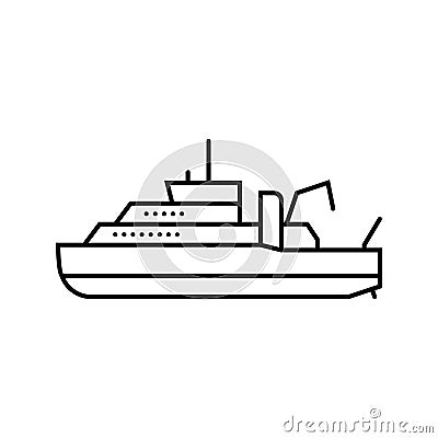 oceanographic research vessel line icon vector illustration Cartoon Illustration