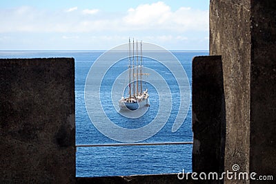 Oceanview from the Fort of SÃ£o SebastiÃ£o, Angra do HeroÃ­smo, Terceira, Portugal Stock Photo