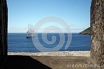 Oceanview from the Fort of SÃ£o SebastiÃ£o, Angra do HeroÃ­smo, Terceira, Portugal Stock Photo