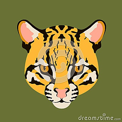 Ocelot cat face vector illustration style flat Vector Illustration