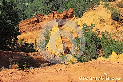 Ocher quarry in Roussillion in Provence Editorial Stock Photo