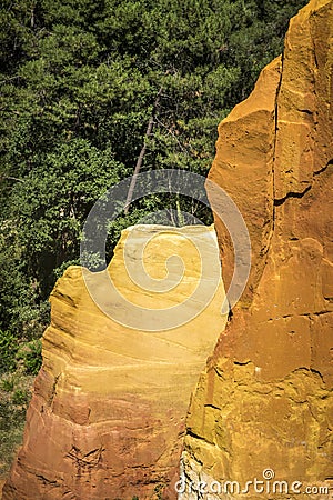 Ochre Rocks or Carriere d`Ocre at Roussillon Stock Photo