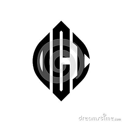 OCI circle letter logo design with circle and ellipse shape. OCI ellipse letters with typographic style. The three initials form a Vector Illustration