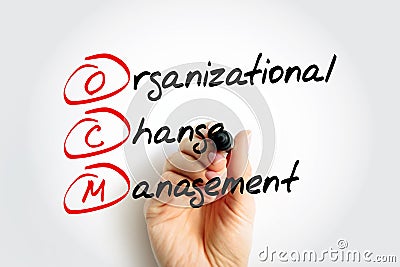 OCM - Organizational Change Management is a framework for managing the effect of new business processes, acronym concept Stock Photo