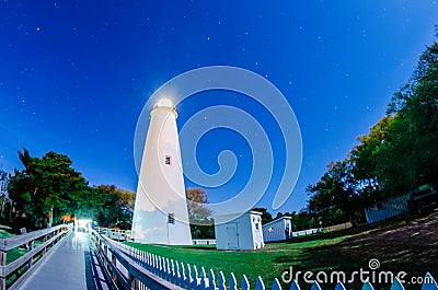 The Ocracoke Lighthouse on Ocracoke Island Stock Photo