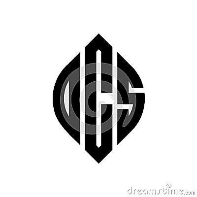 OCS circle letter logo design with circle and ellipse shape. OCS ellipse letters with typographic style. The three initials form a Vector Illustration