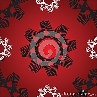 Octagon Stars Red Seamless Pattern Vector Illustration