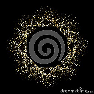 Octagon golden frame made of dots, spangles, blobs Vector Illustration