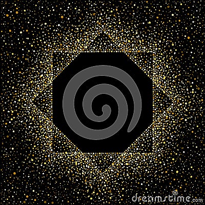 Octagon golden frame made of dots, spangles, blobs Vector Illustration