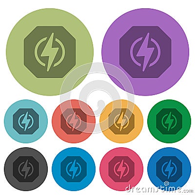 Octagon shaped electricity energy sanction sign solid color darker flat icons Vector Illustration