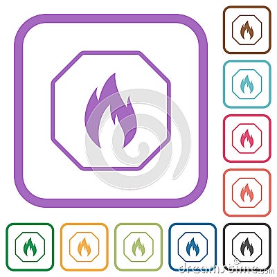 Octagon shaped natural gas sanction sign outline simple icons Vector Illustration