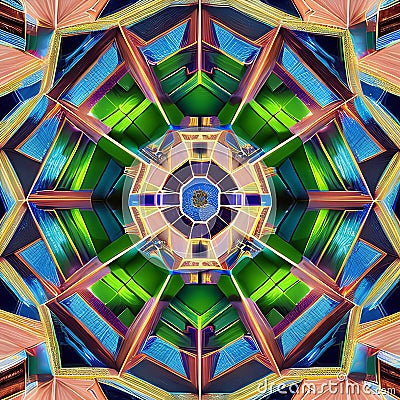 Octagonal Oasis: An image of a geometric pattern created with eight-sided polygons, in a mix of bright and muted colors2, Genera Stock Photo