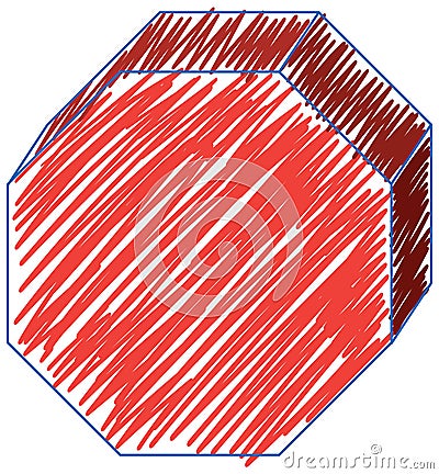 Octagonal prism colour sketch simple style Vector Illustration