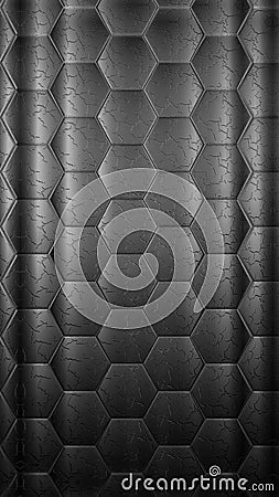 octagons black background with cracks, cracked texture, metal, black polygons, cracked black background, metal texture Stock Photo