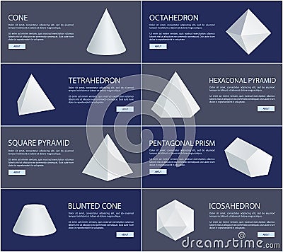 Octahedron and Tetrahedron White Figures Group Vector Illustration
