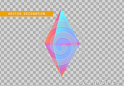 Octahedron volumetric polyhedron isolated with colorful hologram chameleon color gradient. Abstract 3d objects geometric Vector Illustration