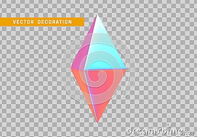 Octahedron volumetric polyhedron isolated with colorful hologram chameleon color gradient. Abstract 3d objects geometric Vector Illustration