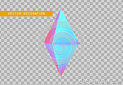 Octahedron volumetric polyhedron isolated with colorful hologram chameleon color gradient. Abstract 3d objects geometric Vector Illustration