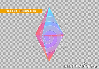 Octahedron volumetric polyhedron isolated with colorful hologram chameleon color gradient. Abstract 3d objects geometric Vector Illustration