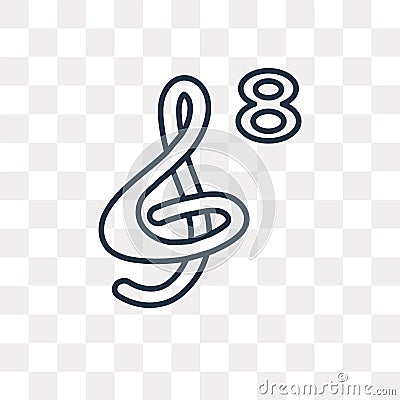 Octave clef vector icon isolated on transparent background, line Vector Illustration